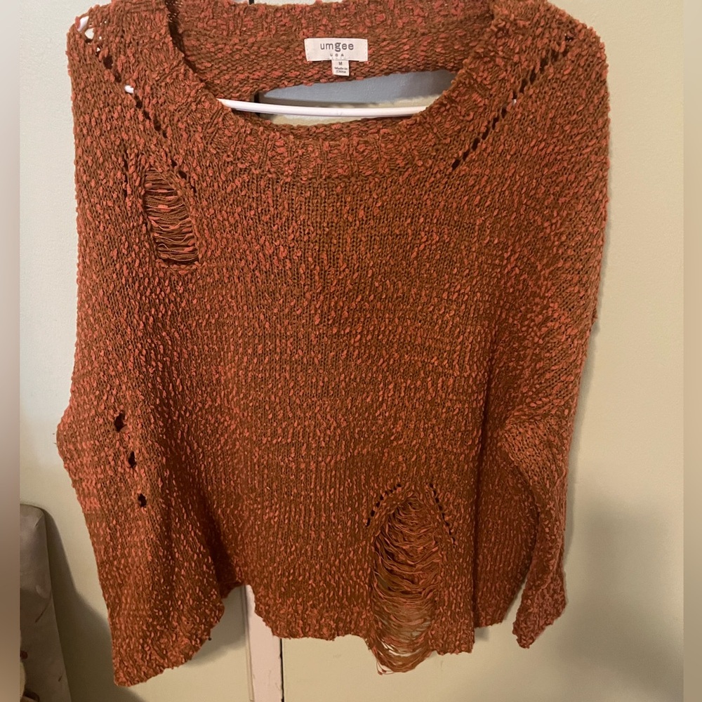 Umgee Women's Rust Distressed Sweater